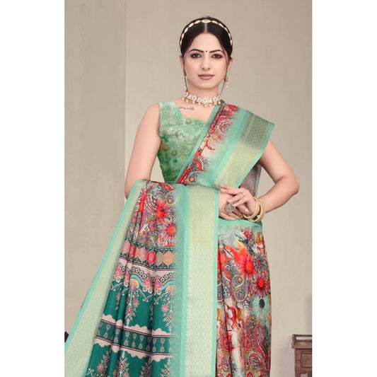 Light Green Cotton Silk Saree