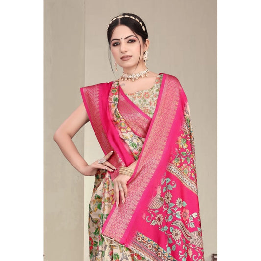 Pink Cotton Silk Saree