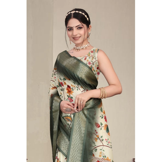 Green Cotton Silk Saree