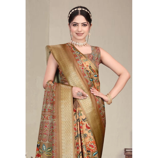 Peach Cotton Silk Saree