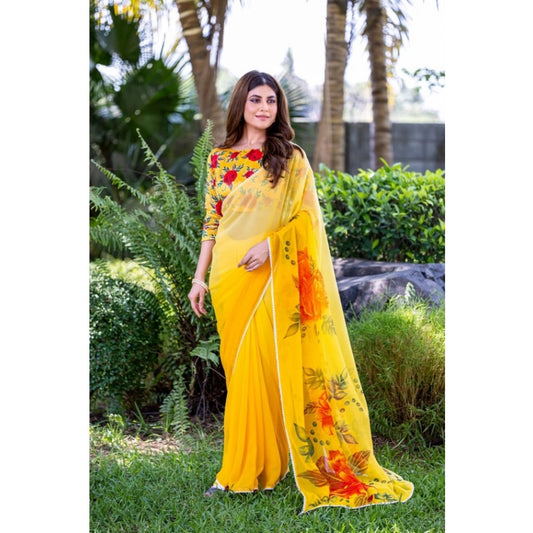 Yellow Georgette Saree