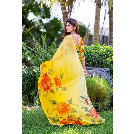 Yellow Georgette Saree