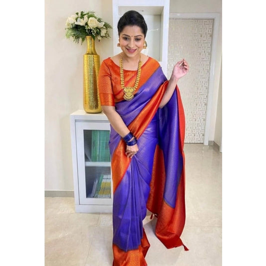 Blue Lichi Silk Saree
